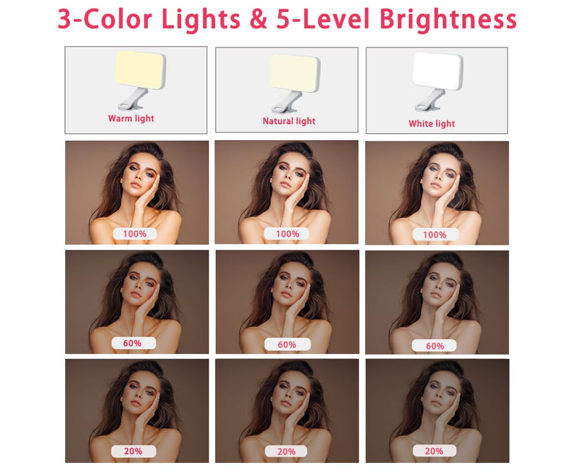 [AUSTRALIA] - Selfie Light for Phone, 66 LED Phone Light with Rechargeable Clip and Adjusted 3 Light Modes, 2000mAh Video Light for iPhone iPad, Laptop, Makeup, TikTok, Selfie, Vlog, Video Conference white 