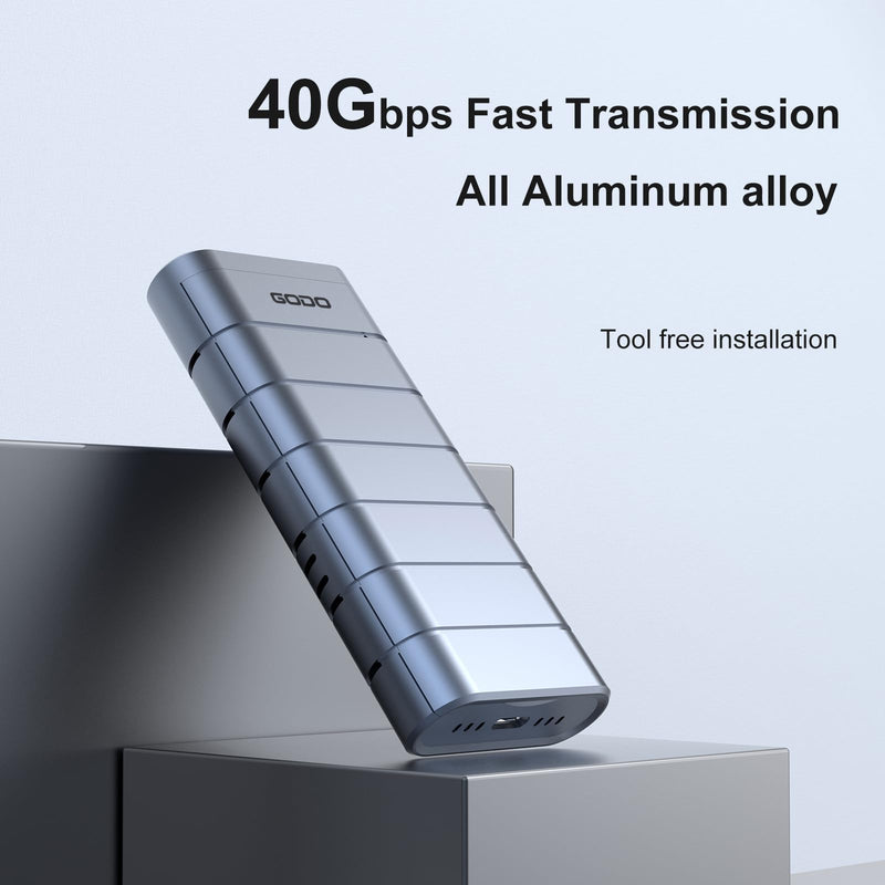 GODO 40Gbps M.2 NVMe SSD Enclosure | Up to 3800MB/s, USB4/USB3.2/3.1/3.0/2.0, Thunderbolt 4/3 Compatible, 4-Layer Cooling, Tool-Free, 8TB, 2230/2280 NVMe SSDs USB405-NVMe