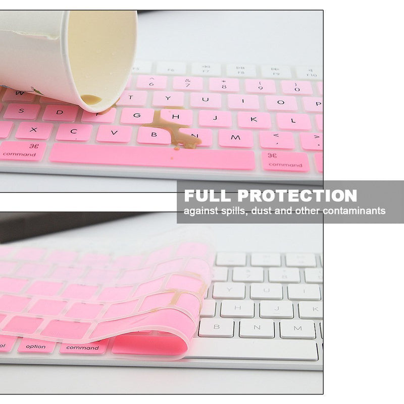 JIFF 2 in 1 Bundle - Silicone Soft Skin Protector Covers for Apple Magic Keyboard (MLA22LL/A) with US Layout and MAC Apple Magic Mouse (Pink) Pink