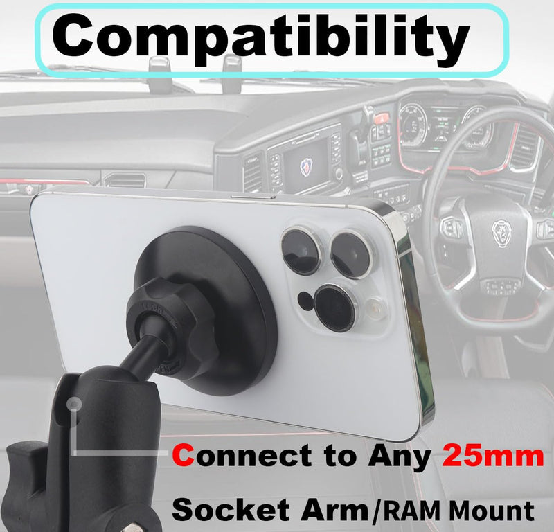 Magnetic Phone Holder for Ram Mount, 1" (25mm) Ball Mount for Magsafe for Ram B Size Socket (2 Pack)