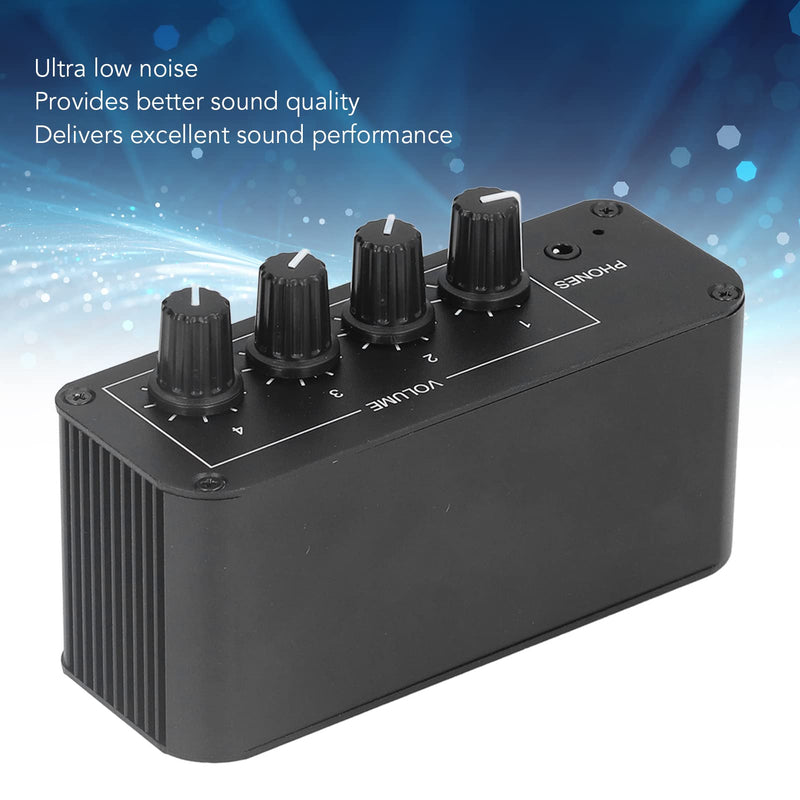 4 Channel Stereo Sound Mixer, Stereo Channel Mini Audio Mixer with Ultra Low Noise, Input and Output, Separate Volume Controls for Headphones