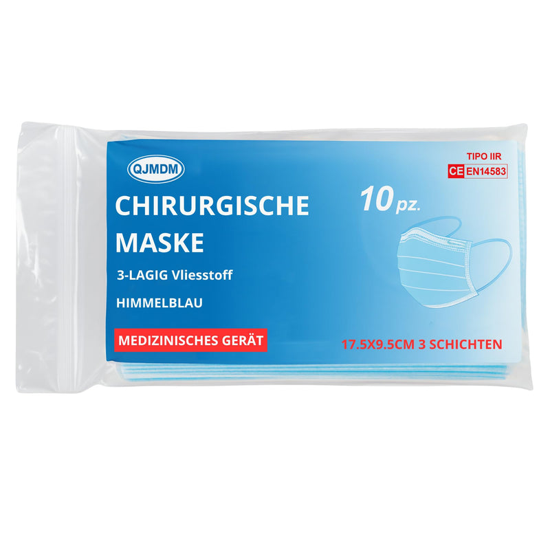 S&S-Medical Pack of 100 Medical Surgical Masks Type IIR EN14683 Certified - 3-Layer Surgical Disposable Masks, CE Approved Medical Device, BFE ≥ 98%, Breathable Mouth Masks | Light Blue