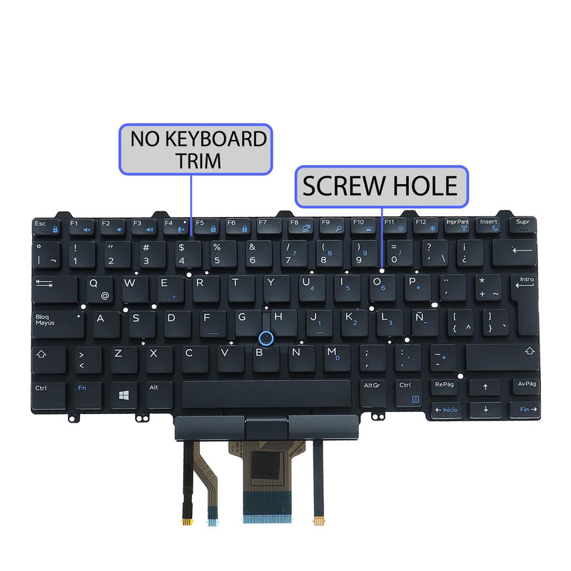 Latin Spanish Keyboard Replacement Compatible with Dell Latitude E5450 E7450 E5470 E7470,Backlit,Pointing Stick Version, Latin Spanish