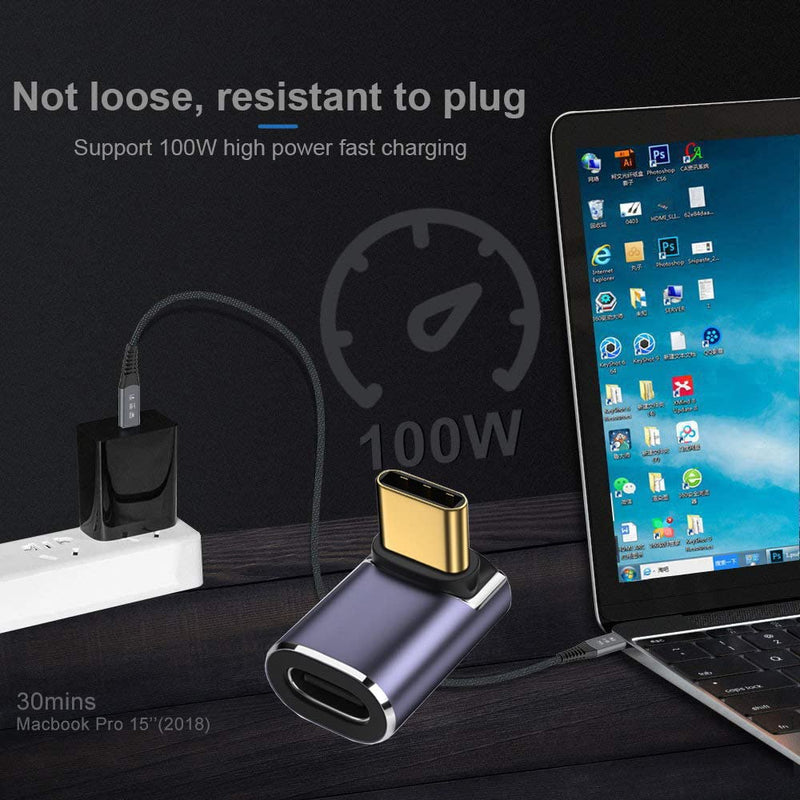 NFHK 40Gbps USB4 Type C Male to Female 90 Degree Up Down Angled 100W Power Data 8K Video Adapter for Laptop Phone Up Angled Male to Female