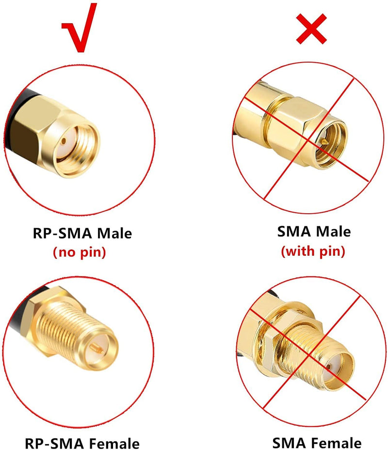 XRDS - RF 50ft RP-SMA Male to RP-SMA Female Coax Cable, RG58 WiFi Antenna Extension Coax Cable for WiFi LAN Router Wireless Network Card Adapter 50 FT