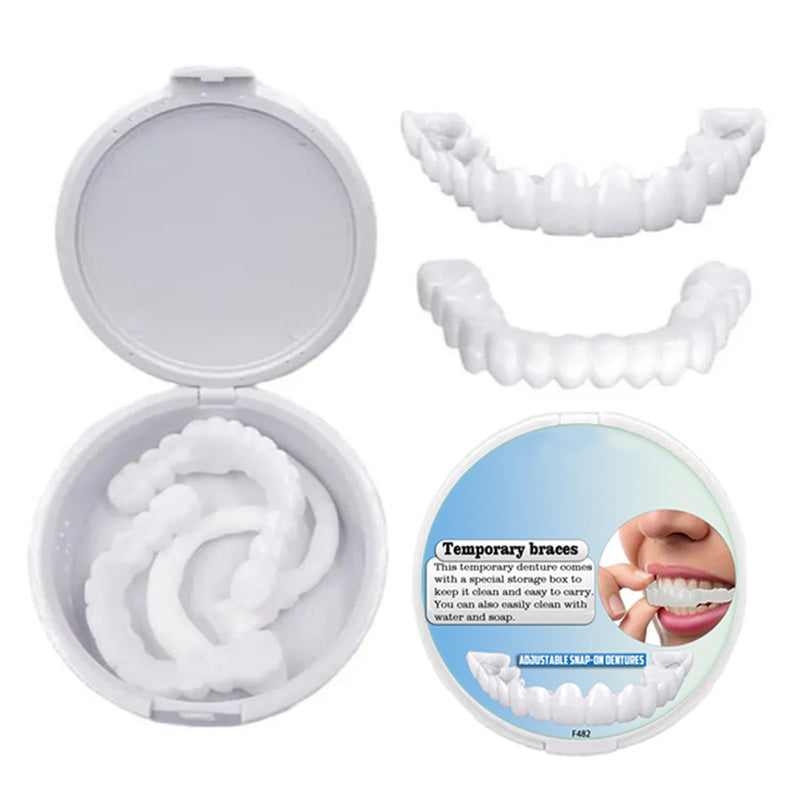 Adjustable Snap-On Denture - Temporary Mouth Guard, False Artificial Temporary Teeth Braces, Snap On Veneers for Men Women False Teeth, Silicone Non-porous Hood