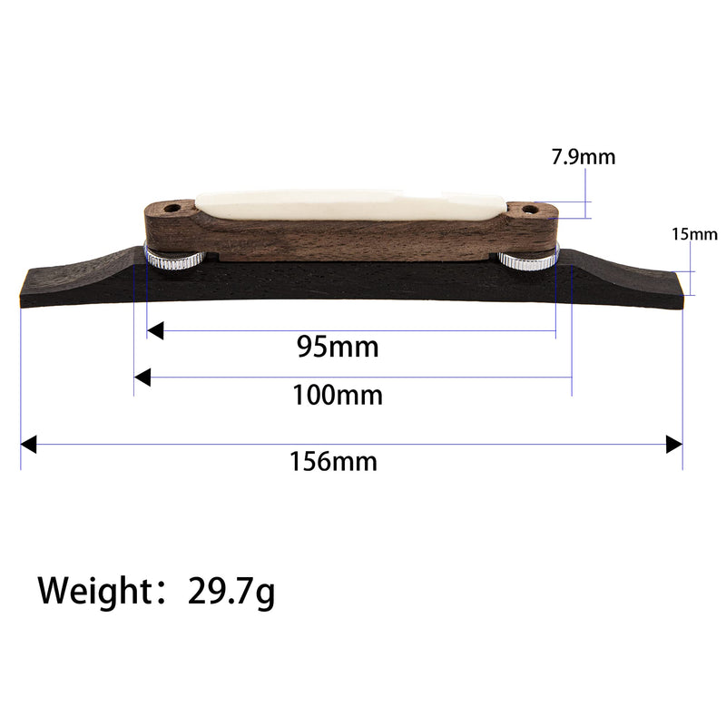 1Pcs Yootones Guitar Rosewood Bridge with Bone Saddle Compatible with Archtop Jazz Guitar Part