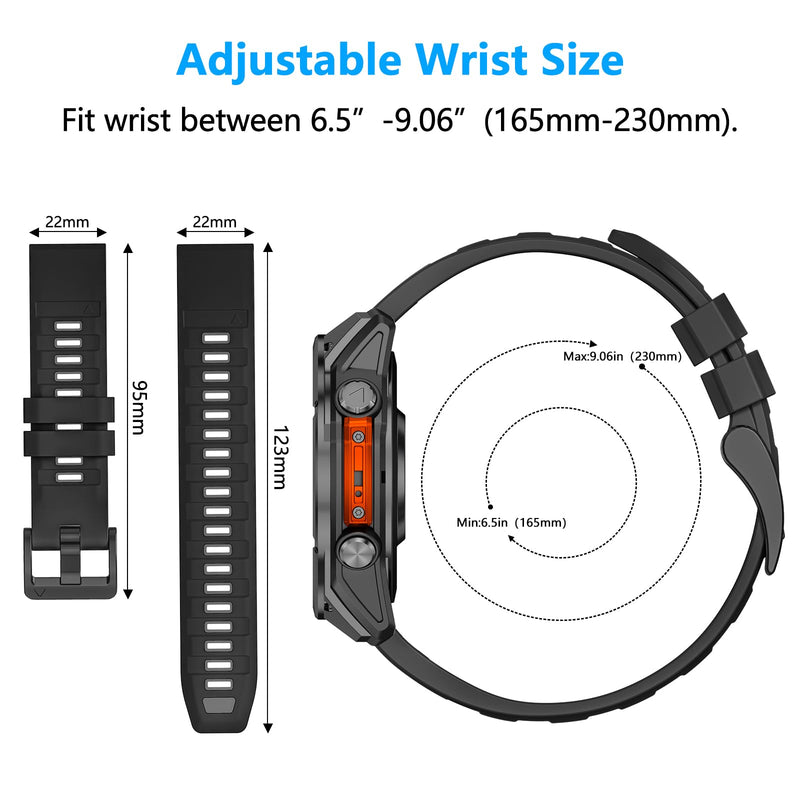 22mm Watchband Compatible With Garmin Fenix 8 Pro tactix 8 47mm/Fenix E/Fenix 7 Pro/7/Fenix 6 Pro/6/5 Plus/5,Silicone QuickFit Strap for Descent G2/G1 Solar/Forerunner 970/965/955/945/935 7Pack1
