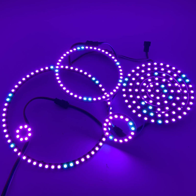 [AUSTRALIA] - WS2812B 8/16/24/35/45/60/241 LED Pixel Ring Addressable LED Module WS2812 IC RGB Full Colour Round LED Circle DC5V (60 LEDs, Black) 60 Leds 