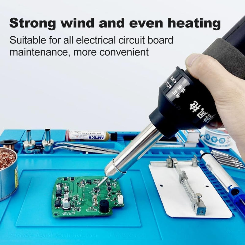 DEWIN Hot Air Gun, Hot Air Welder 220 V 450 W LCD Adjustable Electronic Heat Gun Desoldering Soldering Station IC SMD BGA