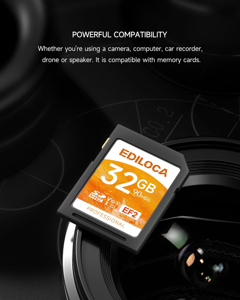 [AUSTRALIA] - EF2 UHS-I SD Card UHS-I Memory Card Fast Storage, Read Speed 90MB/s, Write Speed 20MB/s, C10, U1, V10, Full-HD & 4K Video, SD Card, Must-Have for Professional Photographers 32GB EF2 -100MB/s 