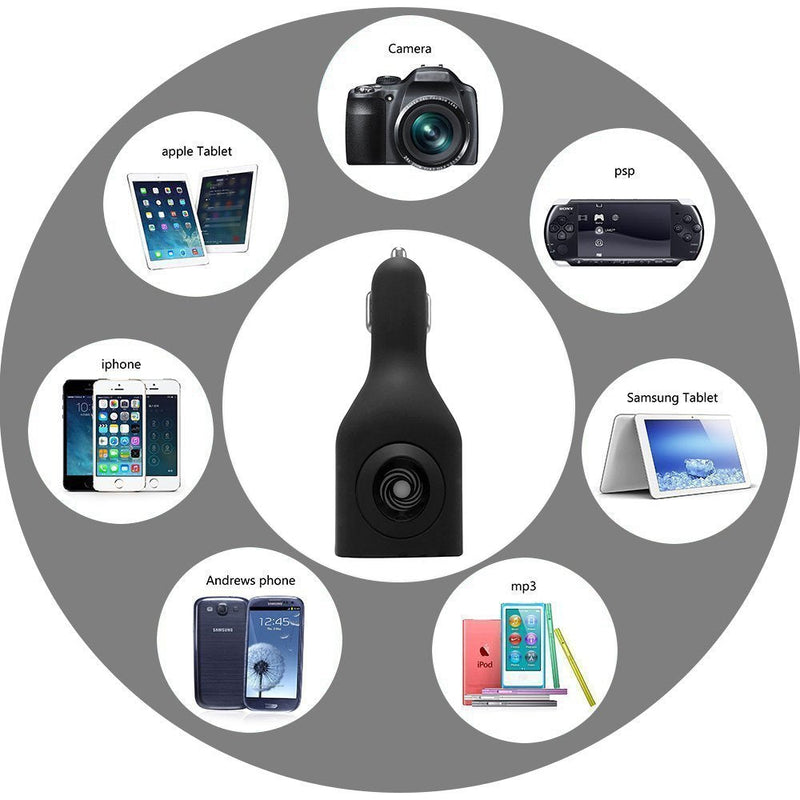 NDLBS 2Pack USB Car Charger, 2-in-1 Portable With Foldable Plug Wall Charger for iPhone X XR XS 7 8 Plus Note 8 9 Galaxy S8 S9 Plus LG Pixel 2Pack Black
