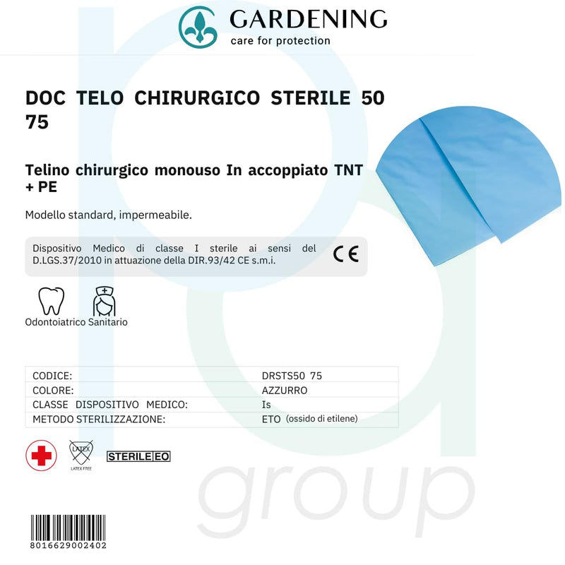 DOC Sterile Surgical Wipes TNT 50 x 75 cm Pack of 10 Waterproof Surgical Pads in conjunction with TNT + PE Size 50 x 75 (Pack of 10)
