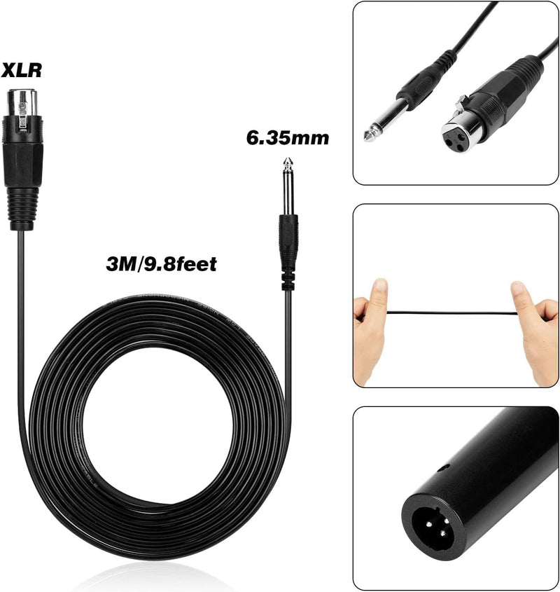 Dynamic Vocal Microphone Karaoke Mic Handheld Wired Moving Coil Cardioid Unidirection with 13.5 ft Cord XLR Cable Starfavor SDM-10