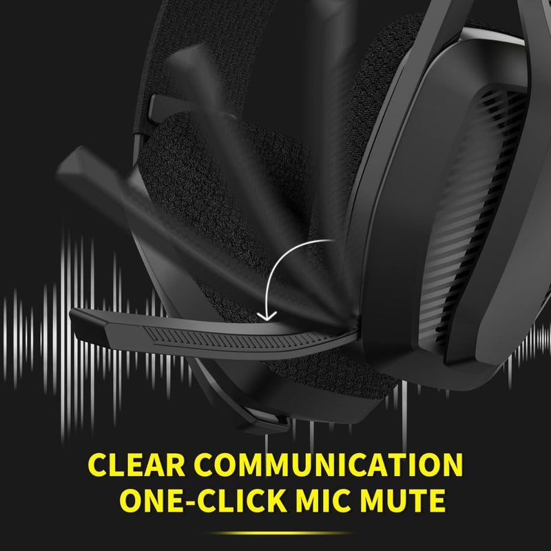 BINNUNE 2.4GHz Wireless Gaming Headset with Mic for PS5, PS4, PC, Mac, Playstation 4 5, Bluetooth Gaming Headset with Flip Microphone, Gaming Headphones for Laptop Computer, Black