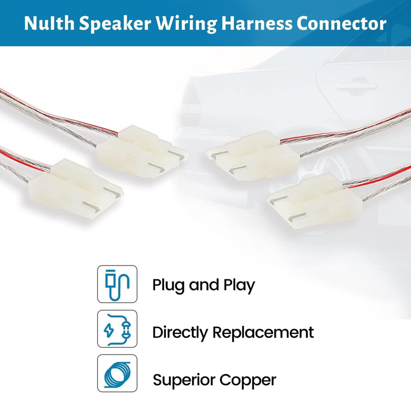 Car Speaker Wire Harness Connector Adapter Compatible with GM Chevrolet GMC Sierra Suburan Yukon Impala S10 Corvette Camaro Sonoma Aftermarket Front Rear Door Speaker Harness Plug 4 PCS 4PC