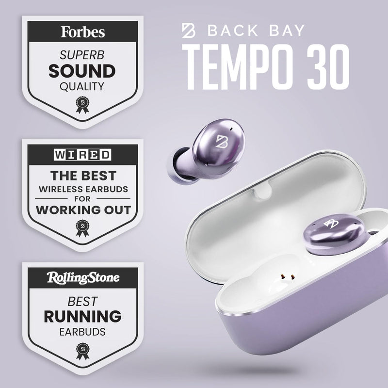Back Bay Audio Mini Wireless Earbuds for Small Ears, Award-Winning Sound | Sweatproof Bluetooth Earbuds, Deep Bass, Tech Fitness Gifts for Men, Comfortable Bluetooth Ear Buds for Women B. Lavender