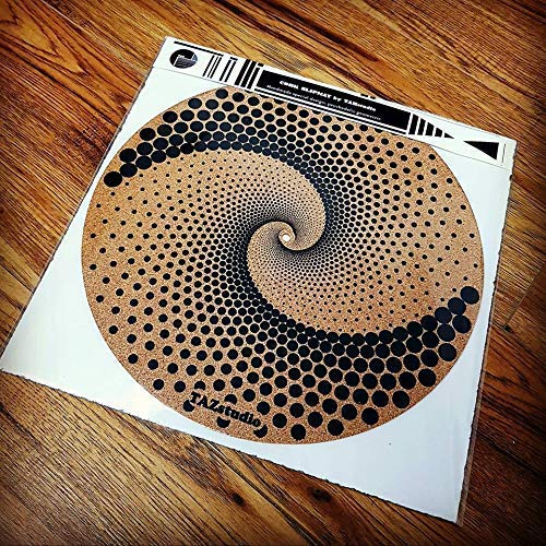 Cork Turntable Mat for Better Sound Support on Vinyl LP Record Player - Original Geometric Design Psychedelic Geometric Dot Art (3mm Thick)- m3 Dots- m3
