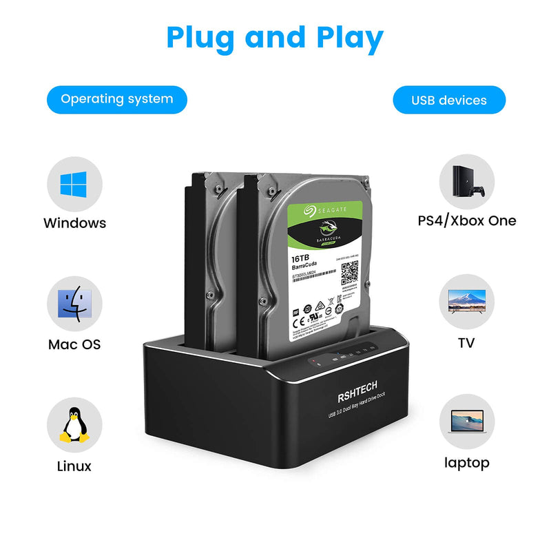 Aluminum 3.5inch USB 3.0 to SATA External Hard Drive Enclosure+SATA Dual Bay Hard Drive Docking Station