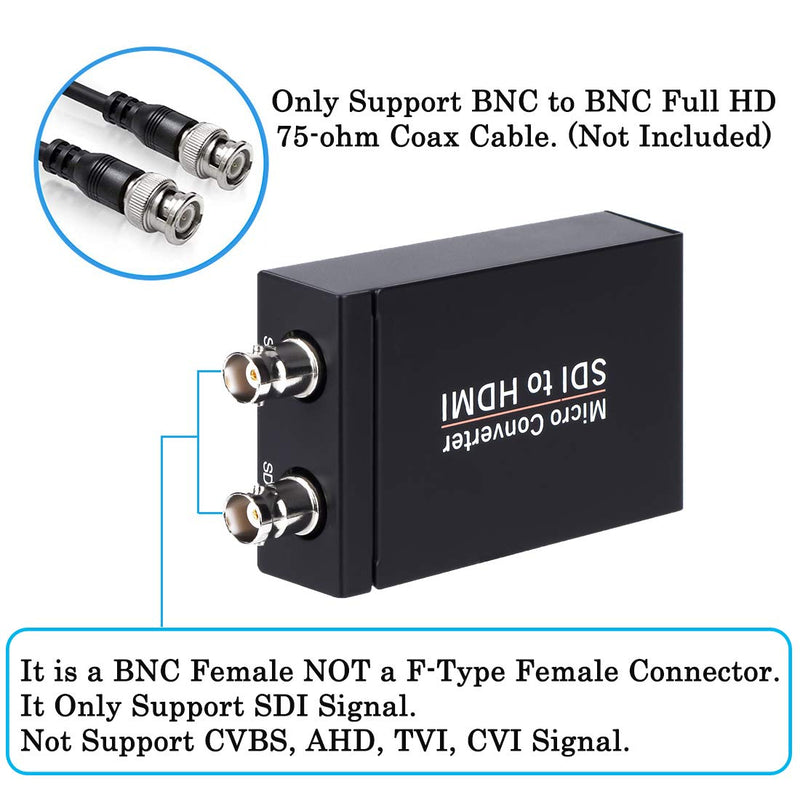 [AUSTRALIA] - Anber-Tech SDI to HDMI Converter, SDI to HDMI Audio De-embedder Support 3G-SDI, HD-SDI, SD-SDI Auto Format Detection and Stereo Audio De-embedder, SDI Loopout (Black) Black 