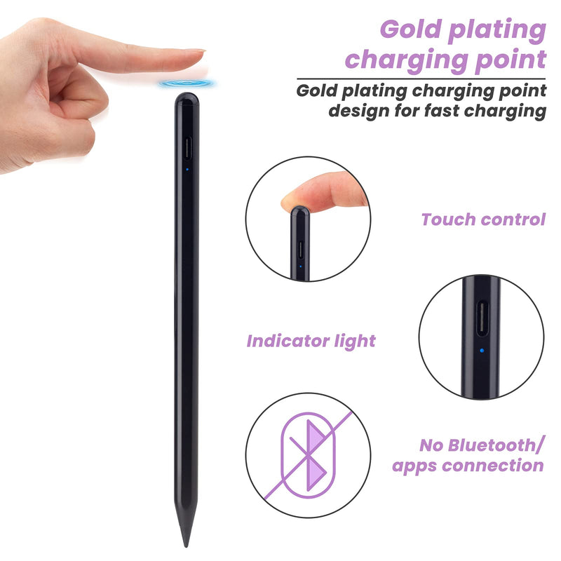 2021 Active Stylus Pen for Apple iPad 2nd Generation Pencil Compatible with iPad Pro 12.9 Inch 11 Inch,iPad 10.2" 8/7 Gen,iPad Air 4th Gen Digital Fine Point Pencil Stylus for iPad(2018-2021) Black