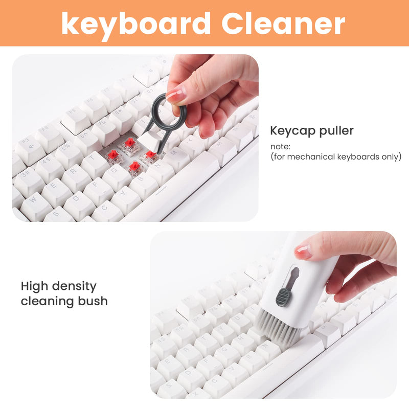 7 in 1 Electronic Cleaner kit, Cleaning Kit for monitor Keyboard Airpods MacBook iPad iPhone iPod, Screen Dust Brush Including Soft Sweep, Swipe, Airpod Cleaner Pen, Key Puller and Spray Bottle (Grey) Grey