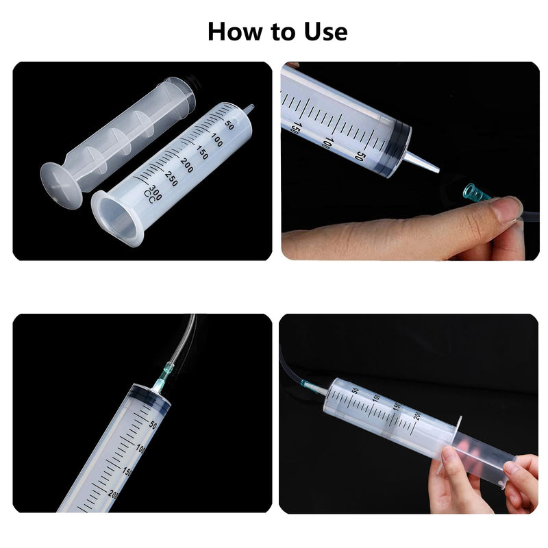 [AUSTRALIA] - Pack of 2 Syringes, Syringe 200 ml + 300 ml, Syringe with Hose, Large Syringe, Oil Syringe, Dosing Syringe Without Needle, Syringe Set for Laboratory, Industry, Animal Feeding 200ml+300ml 