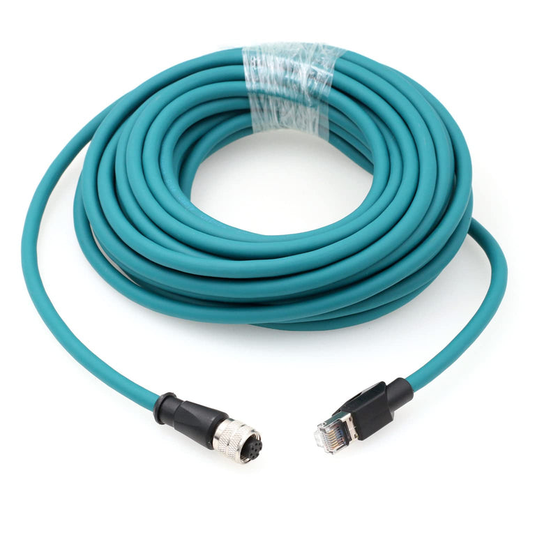 Ethernet Cable M12 A-Coded 8 Pin Female to RJ45 Cat-7e Patch Cord for Industrial Actuator Sensor Profibus Network Automation Application 10m 10 m