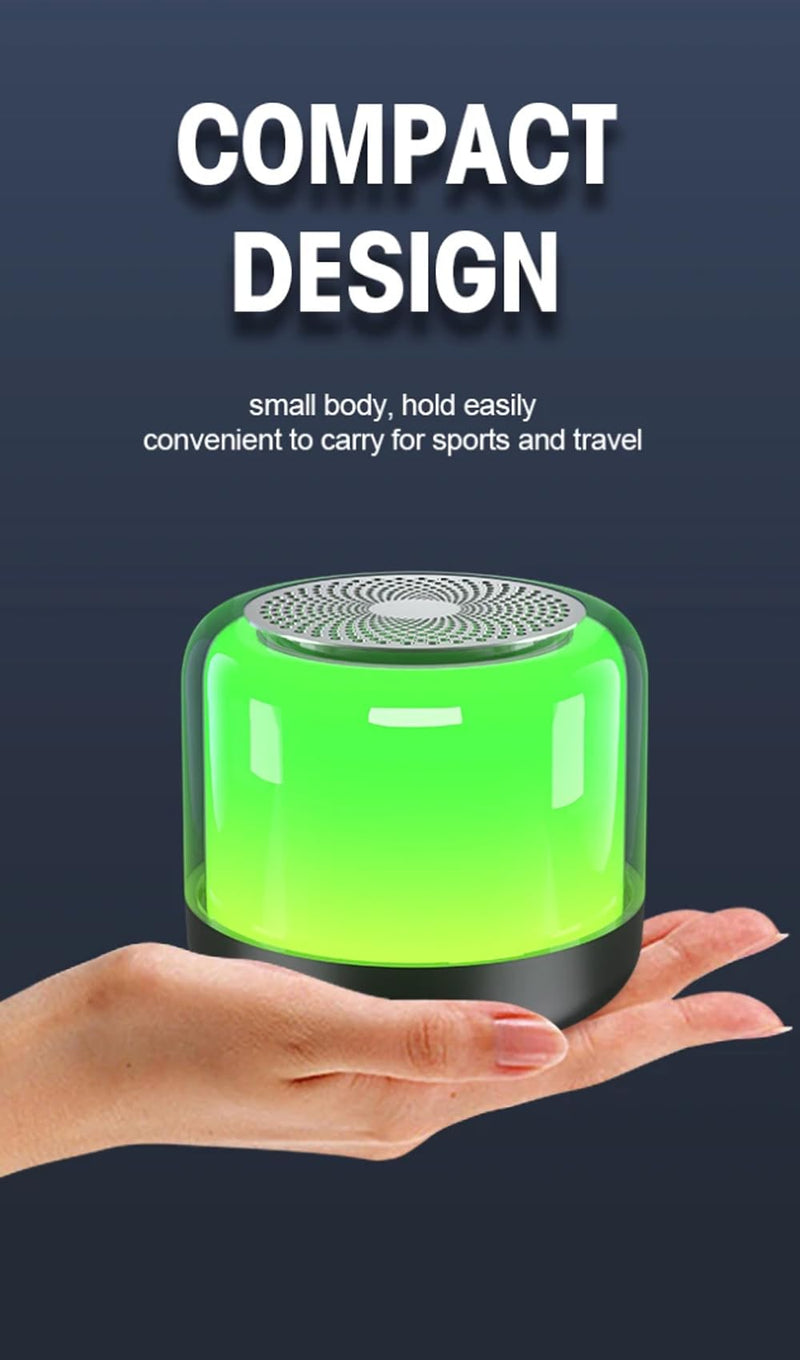 Portable Bluetooth Speakers with Colorful Lights, Loud Sound, Small Bluetooth Speaker with Wireless Stereo Pairing, HiFi Sound, Long Playtime,for Shower,Home,Outdoor-W