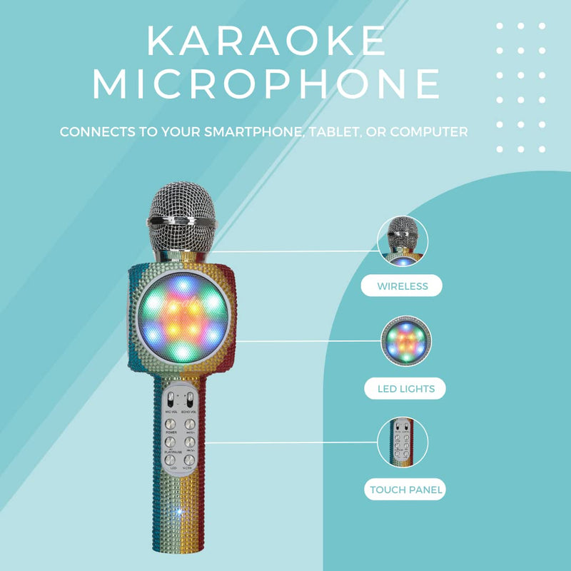 [AUSTRALIA] - Wireless Express - Sing-Along Bling Bluetooth Karaoke Microphone and Bluetooth Stereo Speaker All-in-One (Rainbow Bling) Rainbow Bling 
