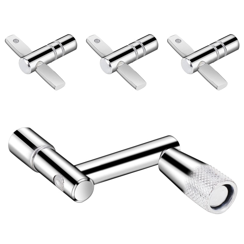 Soulmate Drum Keys 3-Pack Drum Tuner Drum Tuning Key with Continuous Motion Speed Key Percussion Hardware Tool With Hole, Universal Drum Key (Chrome-Plated Steel) 1+3