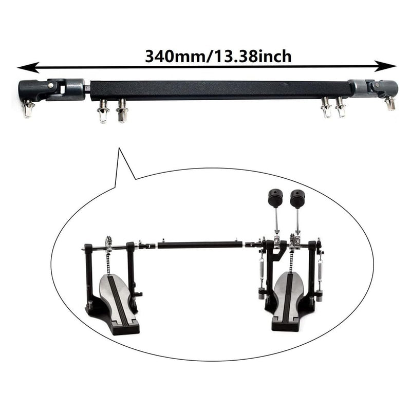 Double Kick Drum Pedal Drive Shaft Steel Bass Drum Pedal Linkage Connector Arm for Drum Kit Percussion Instrument Parts (Black) Black