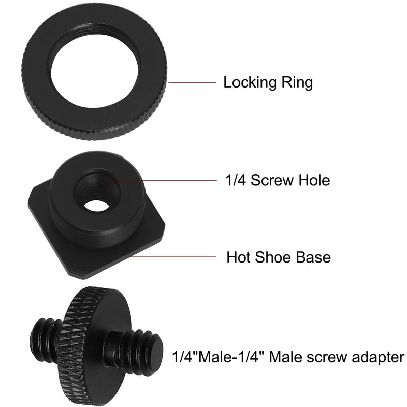 [AUSTRALIA] - 1 Set Hot Cold Shoe Bracket Holder Extension Flash Head Phone Holder 5/8 Male to 1/4 Female Single Tier 1/4 Male Adapter Screw Aluminium Alloy SLR Camera Universal for Lights Travel Tripods 