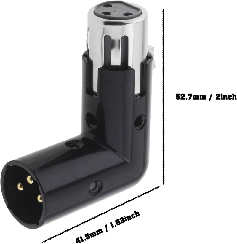 Pair of XLR Angle Adapter Dual Male and Female | L-Shaped Connector Metal Adapter with 4 Adjustable Angle Positions