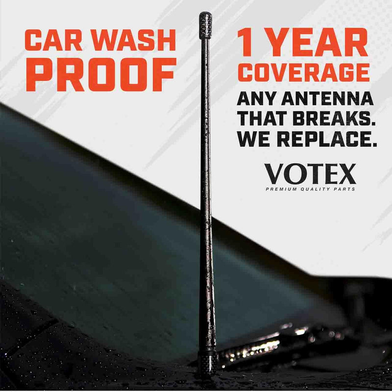 [AUSTRALIA] - Votex - The Spartan - 13 3/4 Inch Short Flexible Rubber Antenna fits Chevrolet Silverado 1500, 2500, 3500 | GMC Sierra 1500,2500,3500 Accessories - Black Carbon Fiber Trim - Tuned Internal Copper Coil CCH-15 