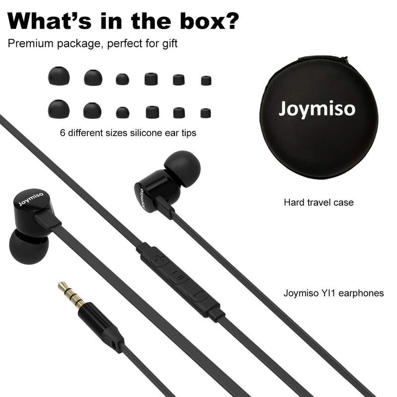 Wired Earbuds for School Kids Women Small Ears w Mic, Case, 3 Sets Bundle | Case, Volume Control, 6 Sizes Tips, Lightweight Comfortable, Tangle Free Flat Cable, in Ear Headphones for Cell Phone Laptop