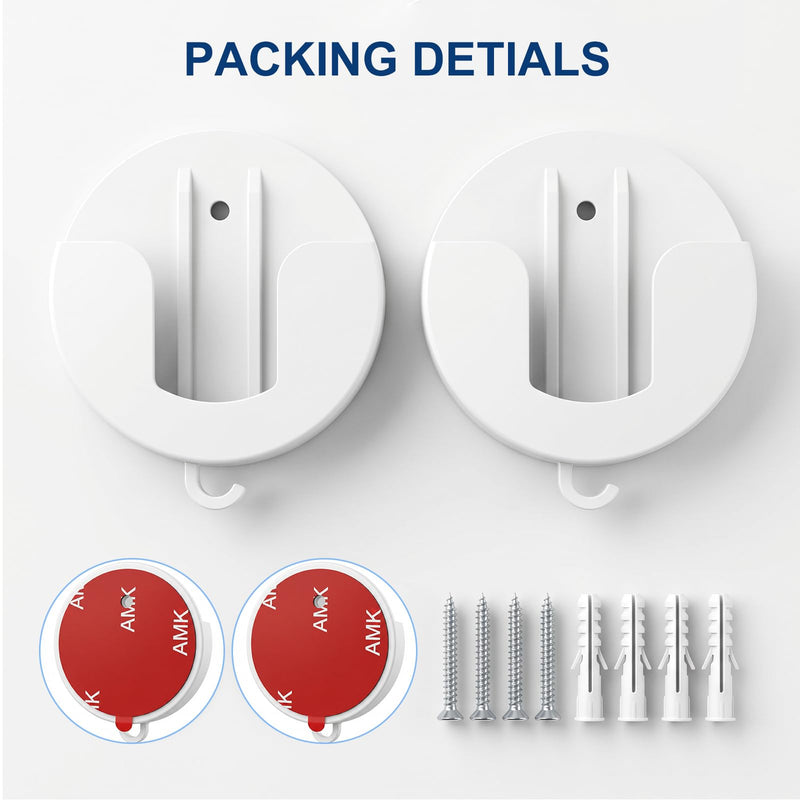 No Drill Camera Mount for Ring Indoor Cam Plus 2K and Ring Indoor Cam, 2 Pack No-Damage Adhesive Wall Mount with Optional Reinforcement Screws, Perfect for Apartments & Home Rentals, White