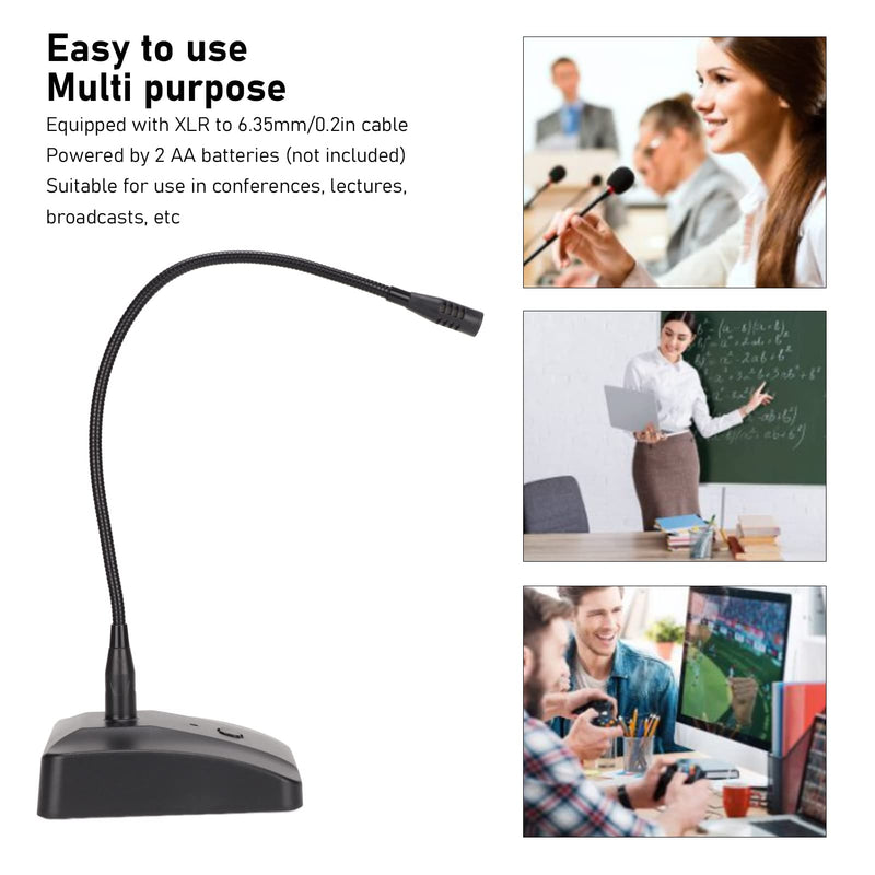 Dilwe Desktop Microphone with Mute, 360° Adjustable Gooseneck Microphone with XLR to 6.35mm Cable, Cardioid Condenser Condenser Computer Microphone for Broadcast Recording