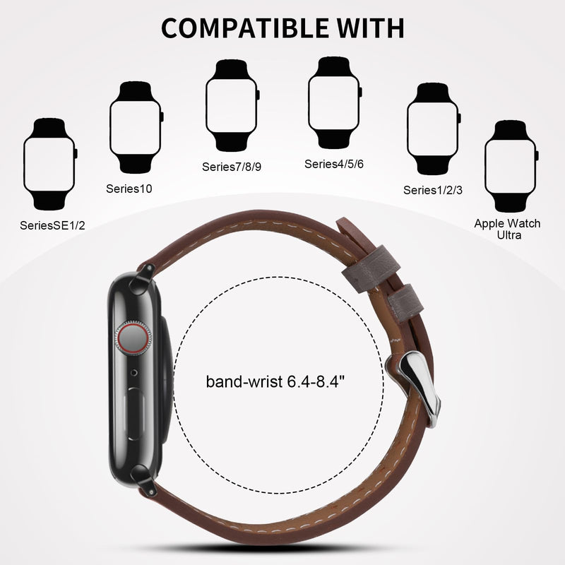 2 Pack Leather Watch Bands(Red and Grey) Compatible with Apple Watch 38/41/40/42/44/45/46/49mm, Iwatch Straps Smartwatch Replacement Band for Ultra 2/1 SE Series 10 9 8 7 6 5 4 3 2 1