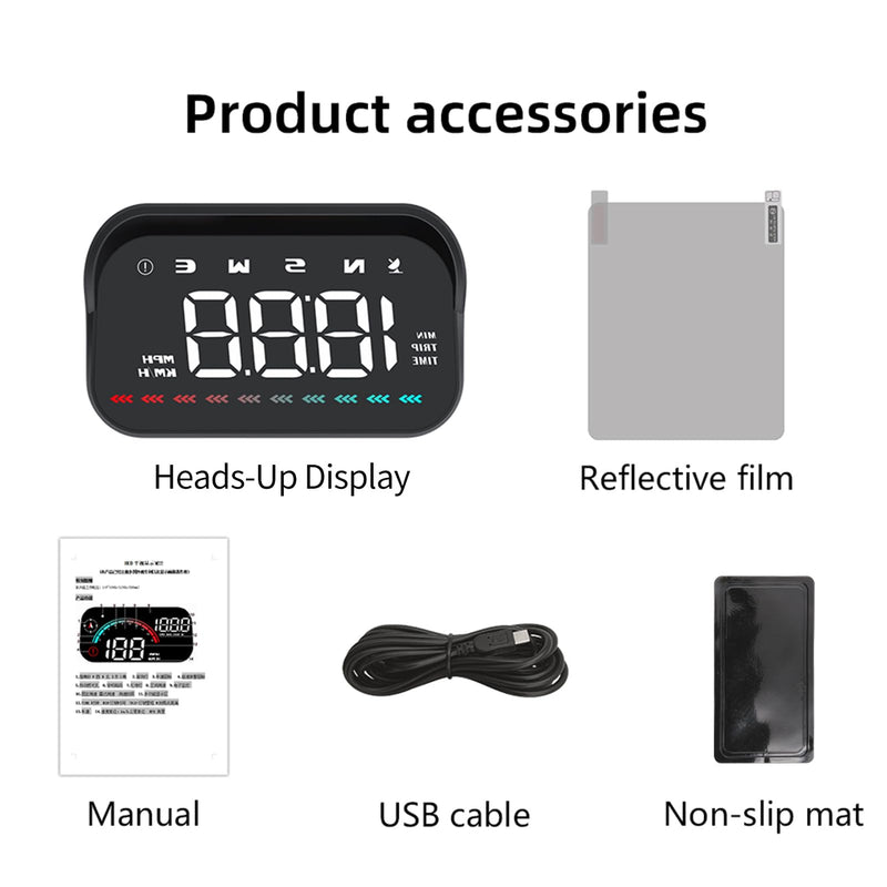 Shkalacar Heads up Display, GPS Speedometer for car, car hud Display Windshield, Direction Travel Time Distance Ambient Light Overspeed Alarm