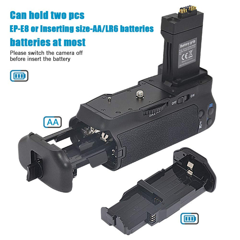 mcoplus BG-550D Vertical Battery Grip as BG-E8 Replacement for Canon EOS 550D 600D 650D 700D Rebel T2i T3i T4i T5i DSLR Camera, Hold LP-E8 or AA Battery