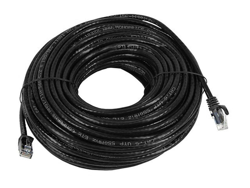 Monoprice Cat6 Ethernet Patch Cable - Snagless RJ45, 24AWG Stranded Pure Bare Copper Wire, 550Mhz, UTP, 100 Feet, Black - Flexboot Series | Snagless RJ45, 24AWG Stranded Pure Bare Copper Wire, Flexboot Series, 550Mhz, 100 Feet, Black - Flexboot Series
