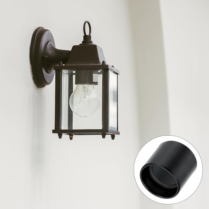 [AUSTRALIA] - PATIKIL Light Socket Shade Ring, 4pcs E26 E27 Medium Base Metal Sockets Lock Ceramic/Porcelain Sockets with Thread Diameter 1-1/2 Inches for Hanging Lamp Holder, Black 50mm / 1.97" 