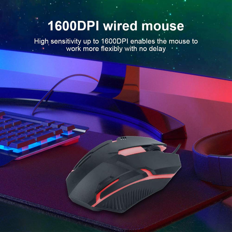 MS11 Wired Mouse 1600DPI Wired Game Mouse Backlight USB Mouse Ergonomic Gaming Notebook Office Gamer Mouse Mice 4 Buttons +1 Wheel for Notebook, PC, Laptop, Computer