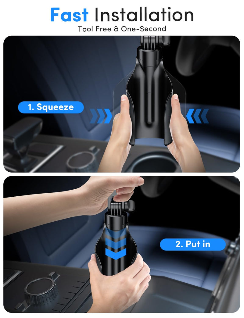 ELWEY for Magsafe Car Mount Charger Wireless, Upgraded 3 in 1 Cup Phone Holder with Dual Flexible Bases, 15W Fast Charging Phone Holder Magnetic, Powerful N55 Magnet, 15" Height, for iPhone 17 16 15