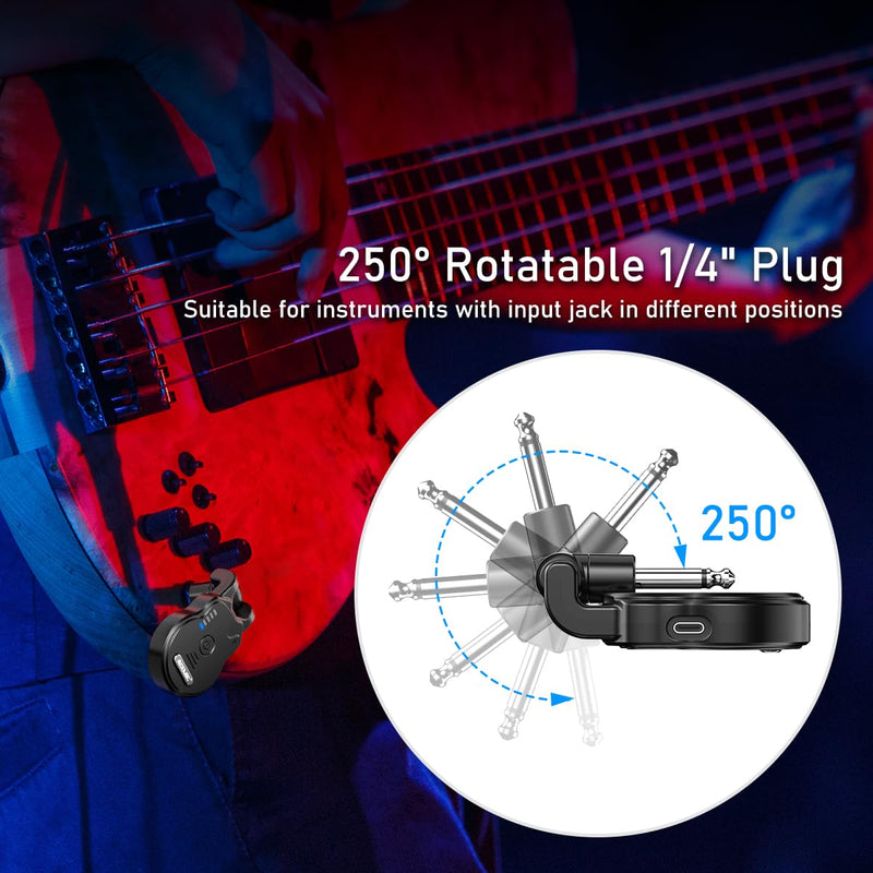 [AUSTRALIA] - 2.4GHz Wireless Guitar System Rechargeable 4 Channels Audio Wireless Guitar Transmitter Receiver for Guitar Bass Electric Instruments, G1 