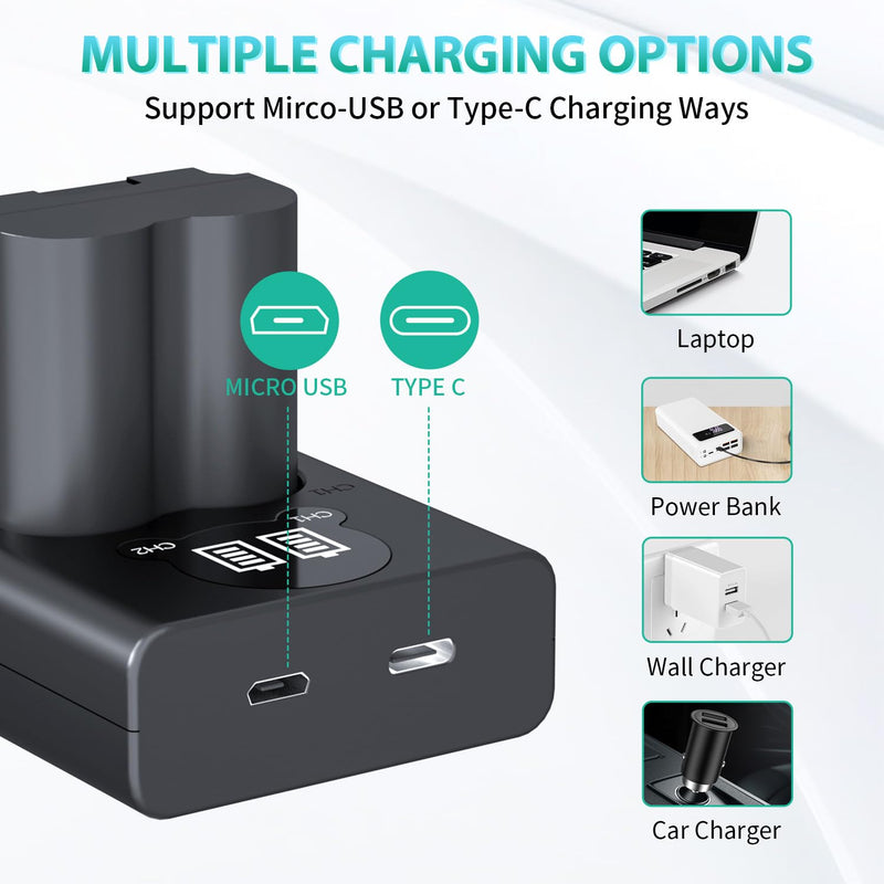 [AUSTRALIA] - LP NP-W235 Battery Charger Pack, LED Dual Slot USB Charger, 2-Pack 2400mAh Replacement Batteries for Fujifilm X-T5, X-S20, X-H2, X-H2S, GFX 100S, GFX 50S II, X-T4, VG-XT4 Battery Grip 