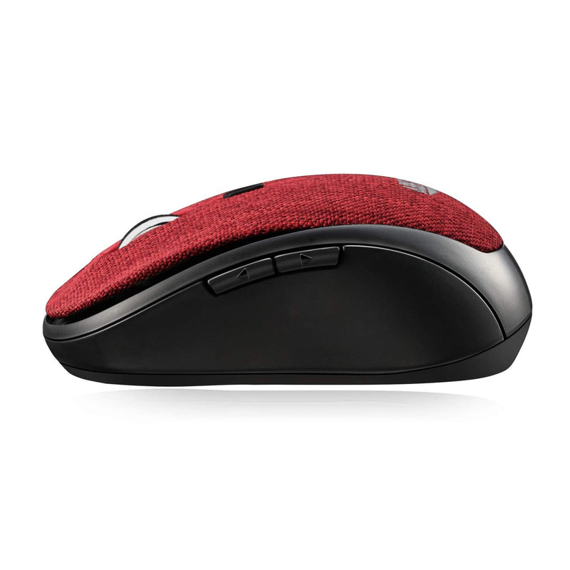 Adesso iMouse S80R 2.4Ghz Fabric Wireless Red Fabric Mini Optical Mouse, 5-Button, Red