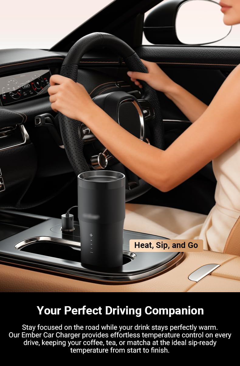 Smart Car Charger Coaster Cord Compatible with EMB Temperature Control Mug | Charging Coaster Compatible with EMB Mug 1/2, Car Charger Power Adapter Cord