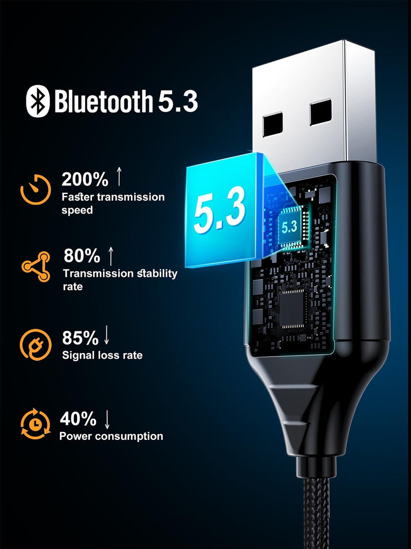 [AUSTRALIA] - MaedHawk Aux to Bluetooth Receiver for Car, Bluetooth Aux Adapter with USB to 3.5mm Audio Jack kit BT5.3 for Car Stereo Home Speakers Music Streaming Hands-Free Calling, A2DP 